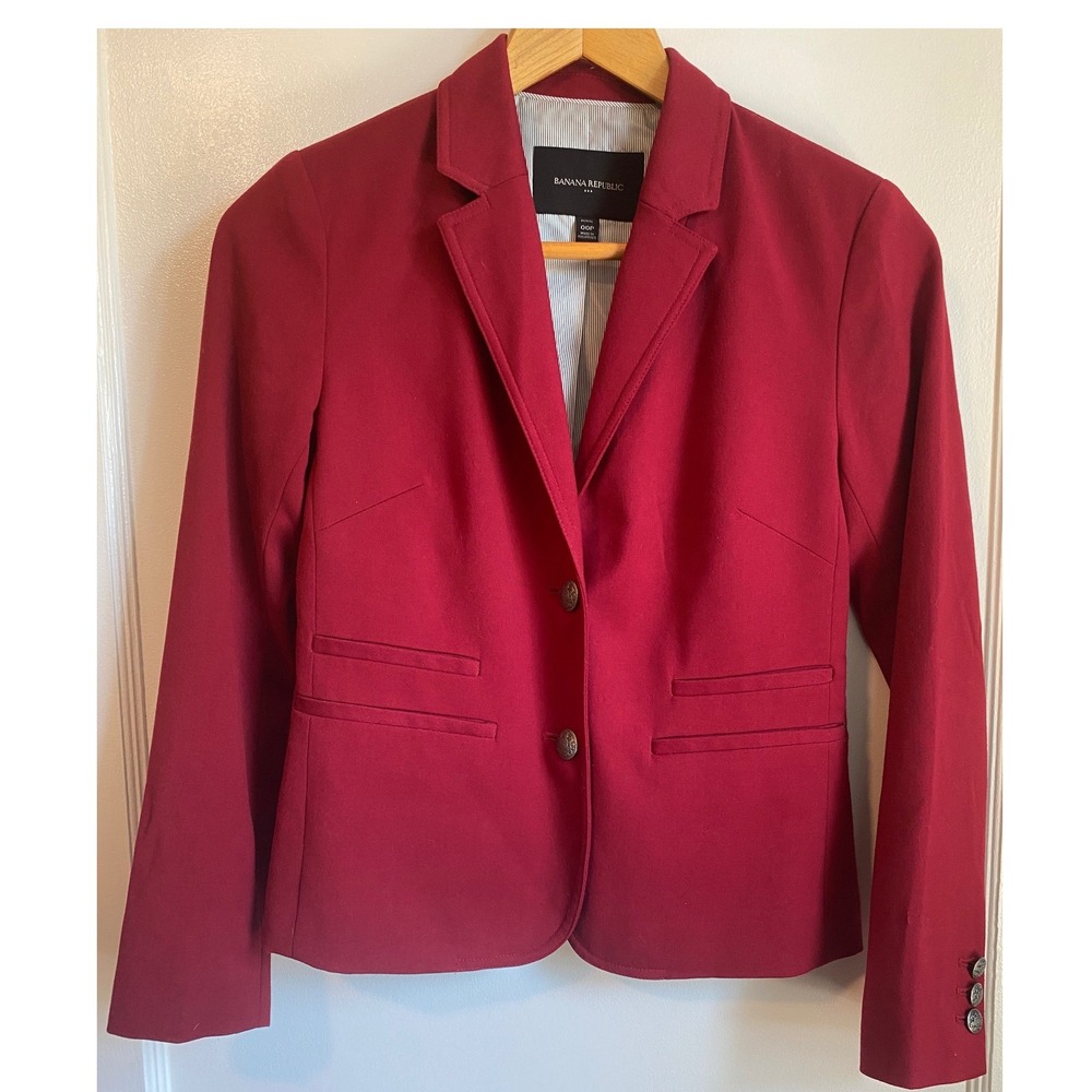 Banana Republic Boyfriend Blazer Red 00P Petite Two Button Jacket